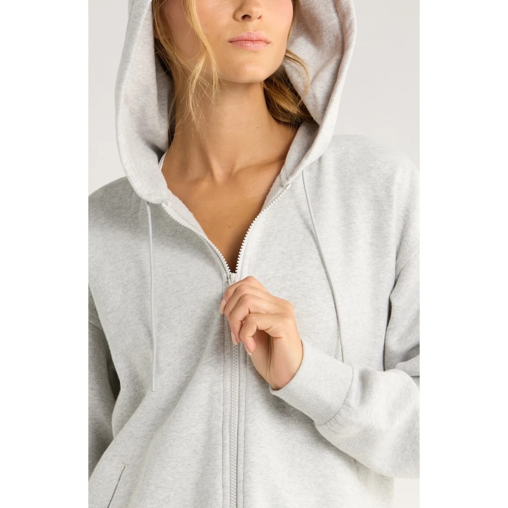 NWT Zella Ultracozy Cloud Fleece Full Zip Hoodie Women's L Light Heather Gray